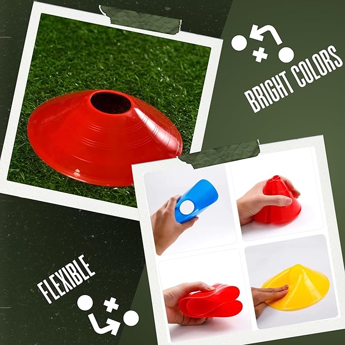 Agility Soccer Cones with Carry Bag for Sports Training - Set of 24 & 50 Orange Soccer Cones for Training Football, Basketball, Fitness - Outdoor & Indoor Drill - Coaching Practice Equipment-StrideForce Fitness