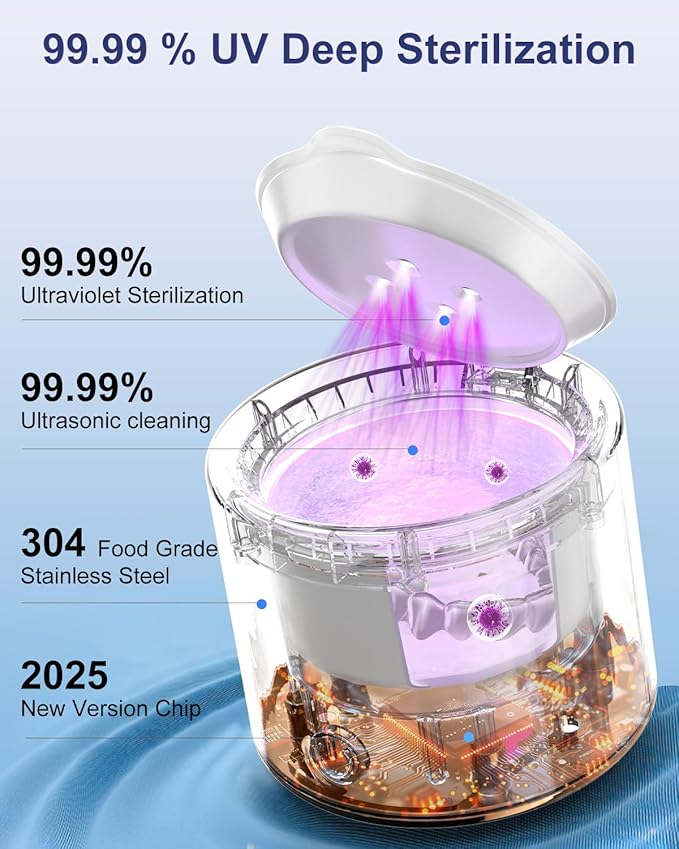 Ultrasonic Retainer Cleaner, 48kHz Denture Cleaner, Retainer Cleaning Machine for Denture, Retainer, Aligner, Jewelry, Mouth Guard, Brace, Toothbrush, Pacifier, Razor, 3 Modes Jewelry Cleaner-White