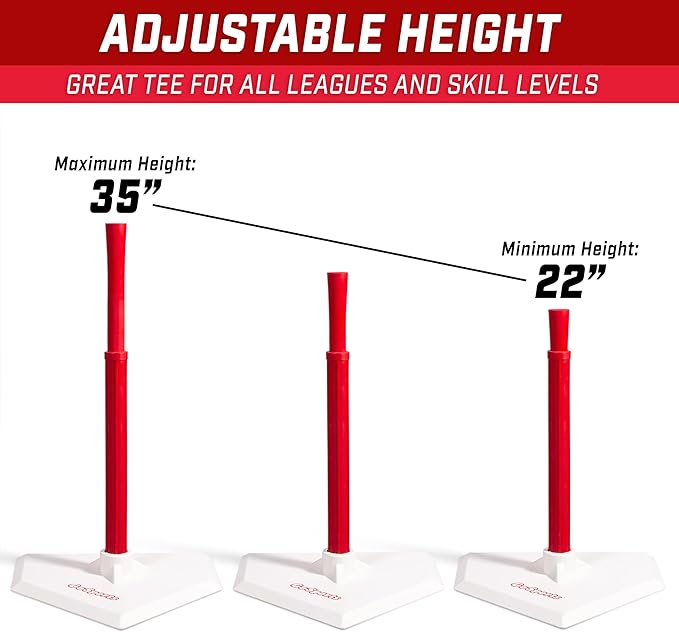 GoSports Baseball & Softball Batting Tees - Choose Jr. or Standard - Adjustable Rubber Hitting Tee-StrideForce Fitness