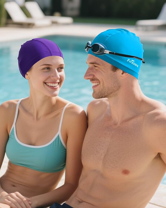 Firesara Fabric Swim Cap, High Elasticity Swimming Cap Keeps Hair Clean Breathable Fit Both Long Hair Short Hair, Swim Caps Woman Girls Men Kids One Size Hat-StrideForce Fitness