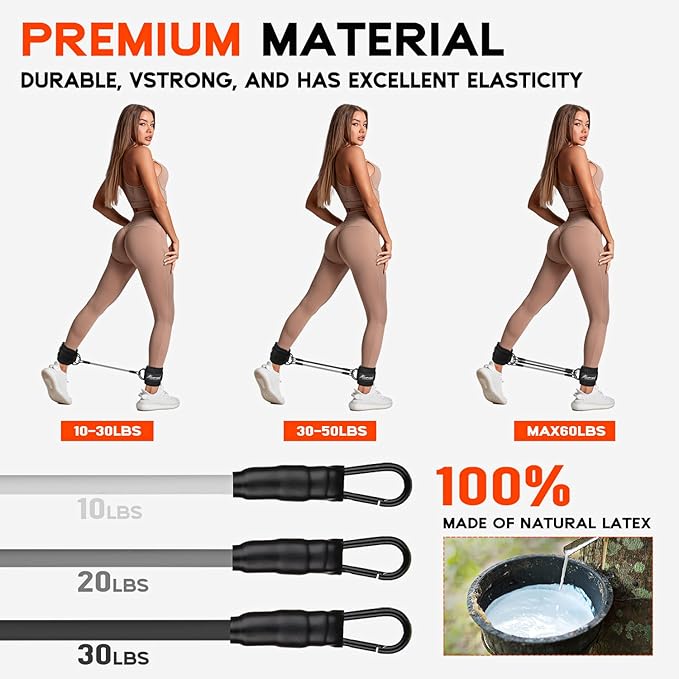 Ankle Resistance Bands, Ankle Bands for Working Out with Cuffs, Resistance Bands for Leg Butt Training Workout Equipment for Kickbacks Hip Gluteus Training Exercises, Ankle Strap with Exercise Bands