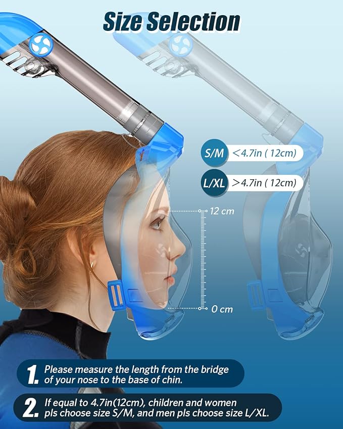 QingSong Full Face Snorkel Mask for Adults, Snorkeling Gear with Camera Mount, 180 Degree Panoramic View Snorkel Set Anti-Fog Anti-Leak-StrideForce Fitness