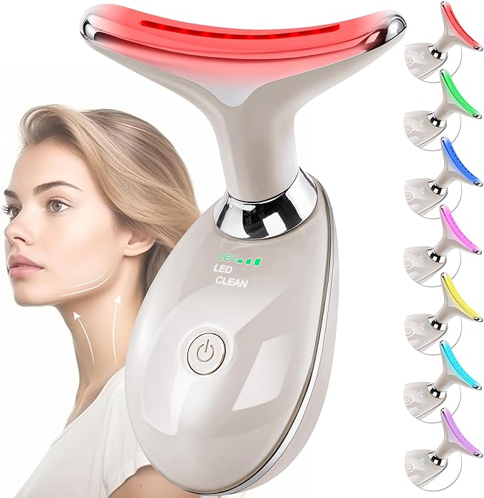 Facial Massager Red-Light-Therapy-for-Face and Neck, Face 𝖲 culpting Wand with 7 Color (Champagne)-StrideForce Fitness