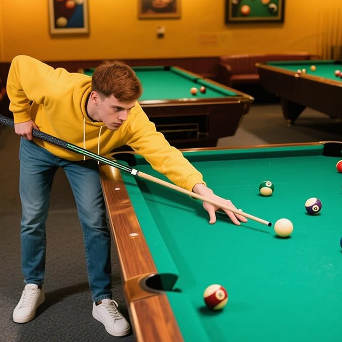 Kmise Pool Cue Stick Set, Canadian Maple 58 Inch 18 19 20 21oz 13mm Tips, New Upgraded Irish Linen Wire Grip Billiard Table Cues Sticks, 4 Colors Optional, W/Chalk, Gloves for Bar Professional Adults-StrideForce Fitness