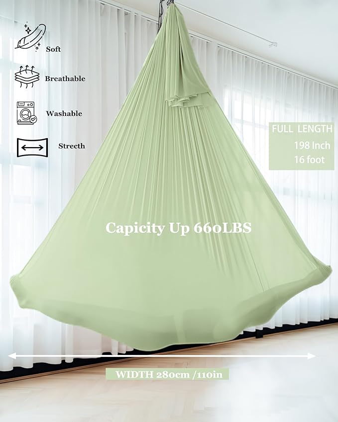 F.Life Aerial Silk Yoga Hammock & Swing for yoga Inversion,Strength training,starter hardware kit-StrideForce Fitness