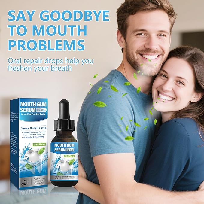 Gum Repair for Receding Gums, 60ml Gum Restore Drops, for Dry Mouth, Stain Removal & Bad Breath Treatment for Adults, Instant Fresh Breath