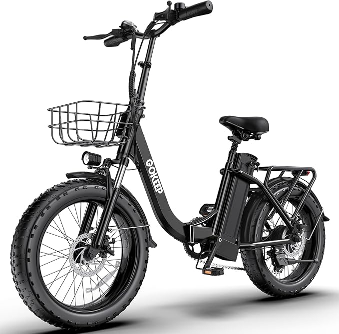 Electric Bike for Adults 20" Fat Tire,750W Motor 52V 13AH Removable Battery Max Range 35 Miles,28MPH,Folding EBike with Shimano 7 Speed and Adjustable Seat for Commute Mountain Snow-StrideForce Fitness