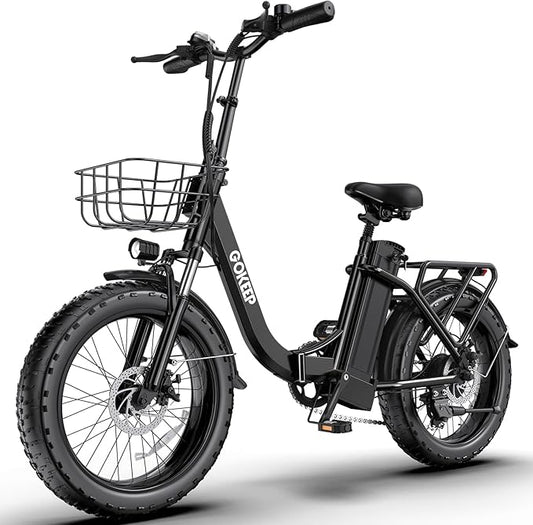 Electric Bike for Adults 20" Fat Tire,750W Motor 52V 13AH Removable Battery Max Range 35 Miles,28MPH,Folding EBike with Shimano 7 Speed and Adjustable Seat for Commute Mountain Snow-StrideForce Fitness