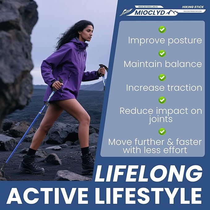 Collapsible Hiking Poles, 7075 Aluminum Trekking Poles, 2pc Lightweight Folding Adjustable for Men & Women, Walking Sticks for Hiking, Camping, Backpacking-StrideForce Fitness