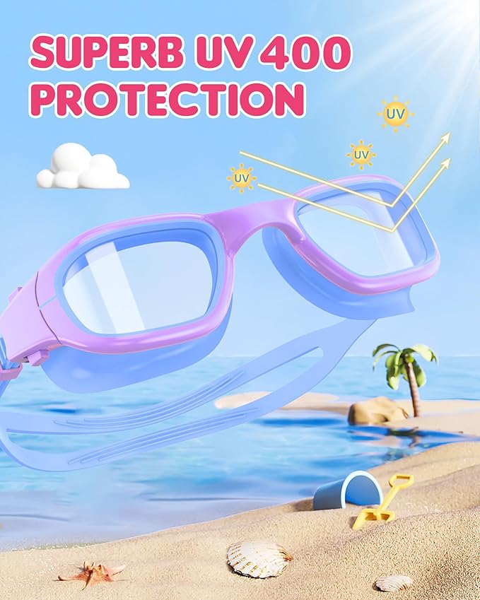Kids Swim Goggles,Swimming Goggles for Kids 6-14, Anti-Fog UV Protection Pool Glasses for Boys Girls-StrideForce Fitness