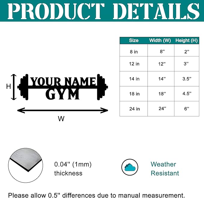 Personalized Home Gym LED Tin Metal Sign Multiple Sizes, Gym Sign Wall Decor, Exercise Workout Room Decor Fitness Center, Motivational Inspirational Hanging Wall Art Wall Plaque (02 w/lights)-StrideForce Fitness