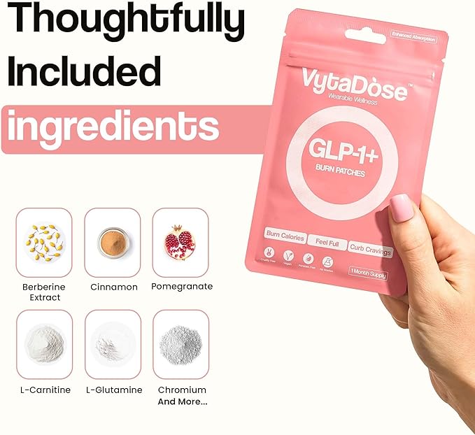 GLP1 Patches | 5X Stronger Formula | 12 Hour Extended Hunger Support | Berberine, Pomegranate, Green Tea, L-Glutamine | New & Improved Kind of GLP-1 Patches | 30 Count-StrideForce Fitness