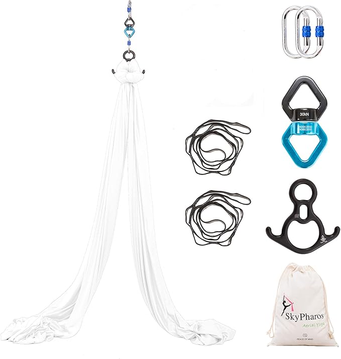 Aerial Silks Yoga Swing Set - 9/11 Yards Aerial Yoga Hammock Kit Anti-Gravity Flying for Fitness, Low/Non Stretch Nylon Tricot Fabric Hardware Included for Dance-StrideForce Fitness