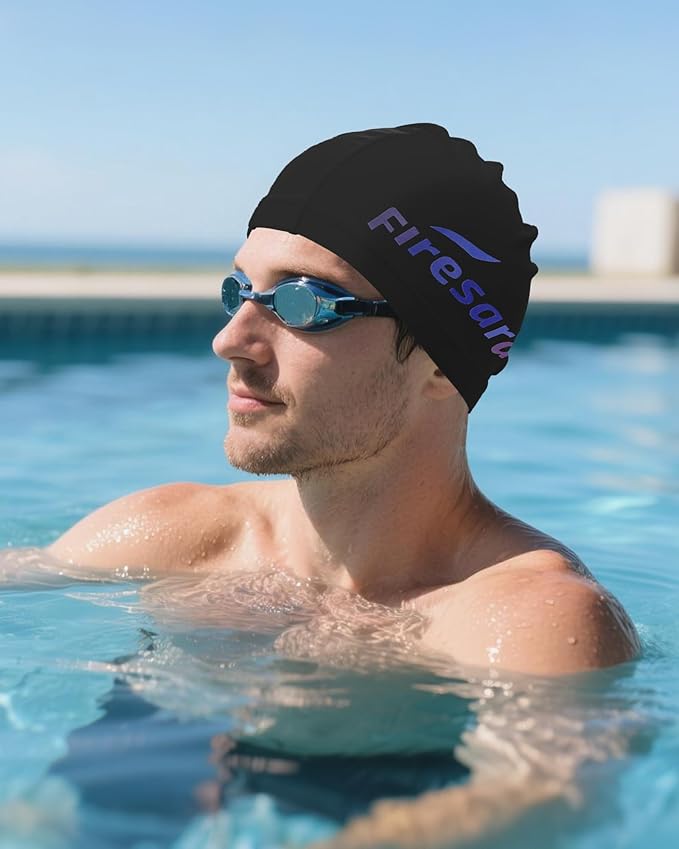 Firesara Fabric Swim Cap, High Elasticity Swimming Cap Keeps Hair Clean Breathable Fit Both Long Hair Short Hair, Swim Caps Woman Girls Men Kids One Size Hat-StrideForce Fitness
