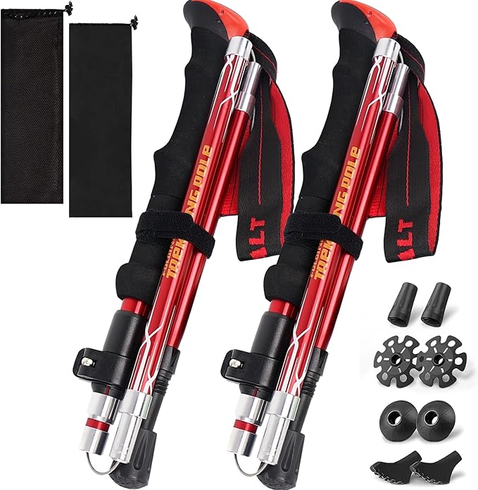 Trekking Poles Lightweight Collapsible Hiking Poles Folding Aluminum Walking Sticks 2 Pack Walking Sticks for Hiking-StrideForce Fitness