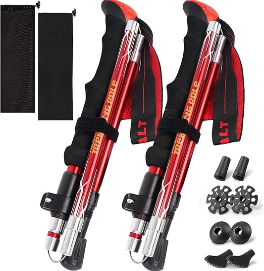 Trekking Poles Lightweight Collapsible Hiking Poles Folding Aluminum Walking Sticks 2 Pack Walking Sticks for Hiking-StrideForce Fitness