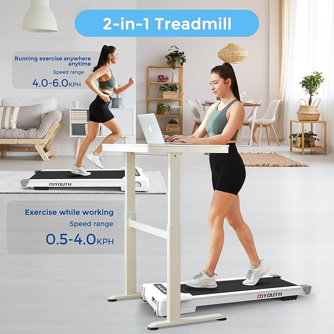 GOYOUTH Walking Pad Treadmill, Under Desk Treadmill for Home Office, Wide Belt Compact Treadmills 300 lbs Capacity, 2.25HP Shock-Absorbing Walking Jogging Running Machine Remote Included-StrideForce Fitness