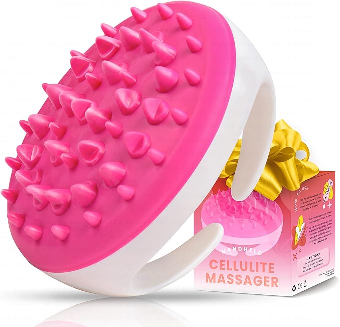 Scala Silicone Anti Cellulite Massager, Body Shower Scrubber, Cellulite Remover - Improve Circulation, Distribute Fat Deposits, Body Massager, Exfoliator, Fat Roller Use with Creams and Oils - Pink-StrideForce Fitness