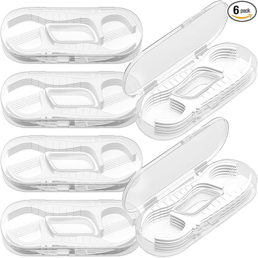 Holy Rose Dental Floss Picks Holder, Mini Flossers Portable Case 6 Box, Mint Flavor for Double String Flossing 60 Count Providing Adults Travel with Perfect Oral Care