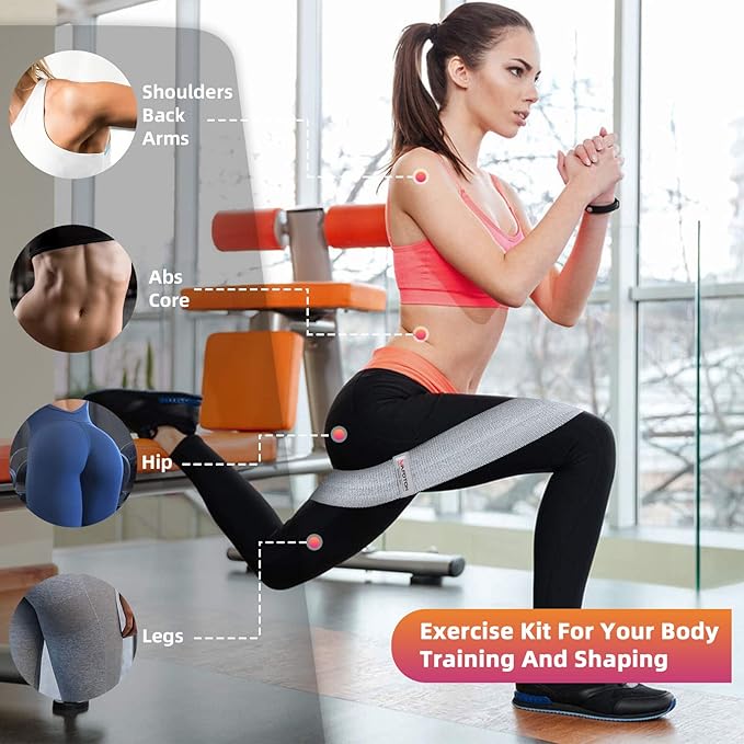 Booty Exercise Strap,Resistance Band Set for Women and Men,Home Gym Accessories,Non Slip Elastic Fabric Loop Equipment for Legs/Butt Training,Set of 4