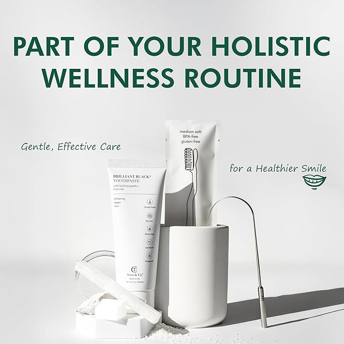 Terra & Co. Gentle Green Toothbrushes – 20-Pack of Plastic-Free Toothbrushes with Soft Bristles for Sensitive Teeth & Gums – Individually Sealed – BPA-Free, Plant-Based, Eco-Friendly & Travel-Ready