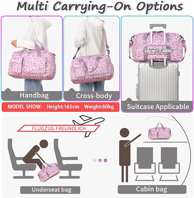 FIORETTO Women's Gym Duffle Bag with Shoes Compartment, 37L Capacity, Ideal for Travel, Gym, Sports, Duffel, Weekender-StrideForce Fitness