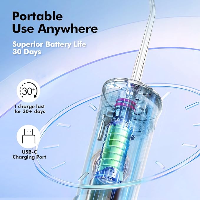 Water Flosser Mini Cordless Portable: 5 Modes Water Dental Floss with Telescopic Water Tank, 6 Tips, IPX7 Waterproof Oral Irrigator for Teeth Cleaning Gums,Orthodontic,Braces Dental Care (Black)
