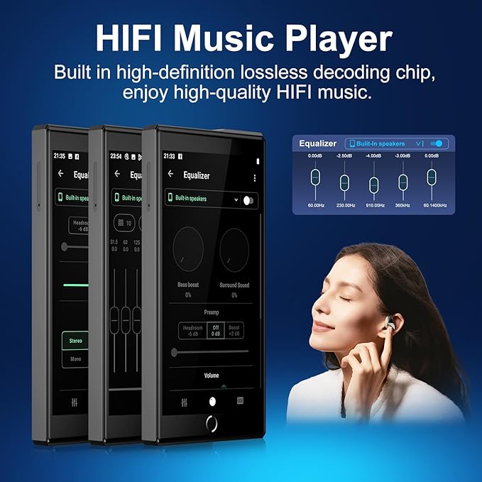 MP3 Player with Bluetooth and WiFi, C4 PRO HiFi MP3 Player 4.3" FHD Zinc Alloy Panel Touch Screen, MP4 Players,Music Player with Spotify,Pandora,Amazon Music(Black,80GB)-StrideForce Fitness