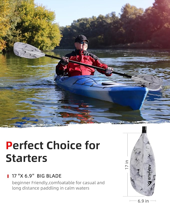 Abahub Adjustable Kayak Paddle 210-230 cm/ 230-250 cm Floating Kayaking Oars Boating Oars Canoeing Oars Black-StrideForce Fitness