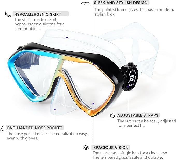 Scuba Diving Mask for Adults - Premium Anti-Fog Snorkeling Mask Comfortable & Leak-Proof Swim Goggles with Nose Cover for Scuba Diving, Snorkeling & Underwater Adventures-StrideForce Fitness