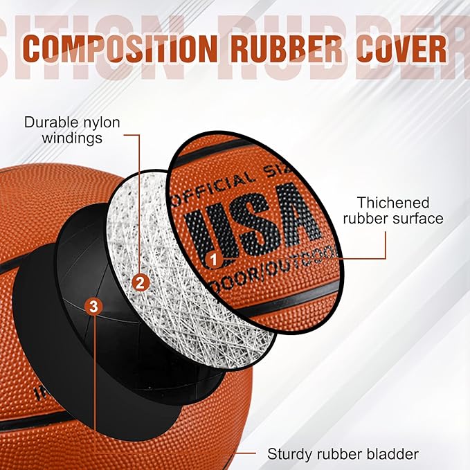 HyDren 12 Pcs Basketballs Bulk with Pump Donation Supplies Size 5/6/7 Deflated Basketball for Outside Sport Operation Machine Stitched Ball-StrideForce Fitness