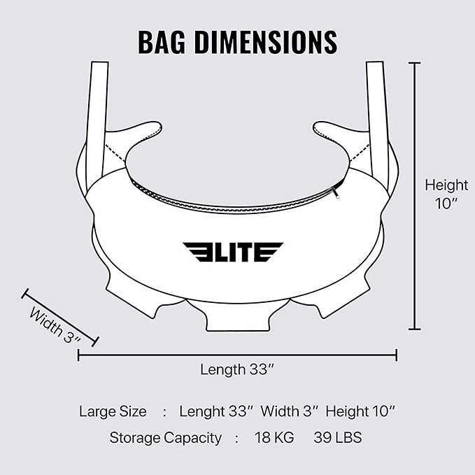 Elite Sports Bulgarian Canvas Bag, Fitness Canvas MMA Gym Cross Workout Training Sandbag 17, 25, 33, 45 lbs (UNFILLED)-StrideForce Fitness