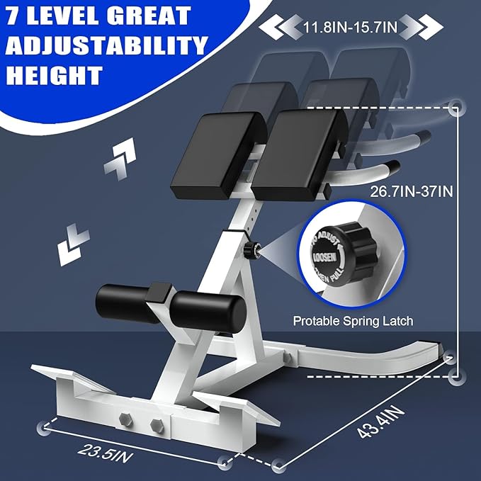 Roman Chair,Back Extension Bench,Multi Functional Ab Bench, Hyperextension Bench Abdominal Exercise, Leg Strength Trainer Home Men Women Full Body-StrideForce Fitness