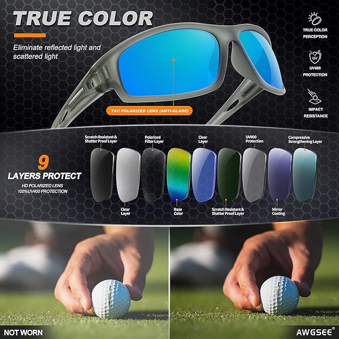 Polarized Sports Sunglasses for Men 100% UV Protection Wrap Around Unbreakable Sun Glasses for Fishing Driving-StrideForce Fitness