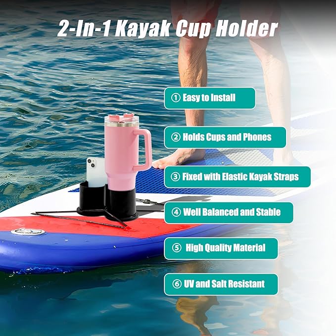 Paddleboard Cup Holder, Kayak Drink Holder for Paddle Board Cup and Phone Holder, Sup Surfboards Canoes Kayak Paddle Board Accessories for Types of Cup Bottle Drink-StrideForce Fitness