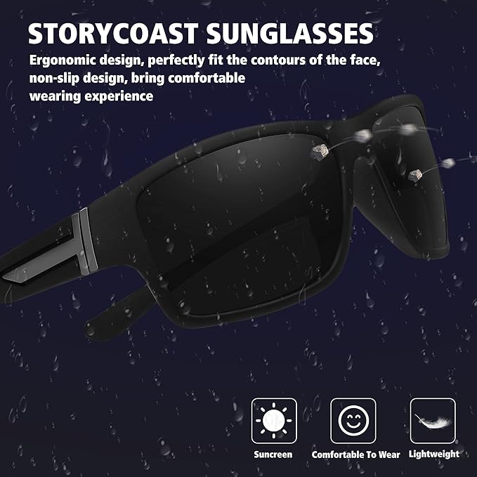 STORYCOAST Polarized Sports Sunglasses for Men Women Unbreakable Frame Cycling Fishing Driving-StrideForce Fitness