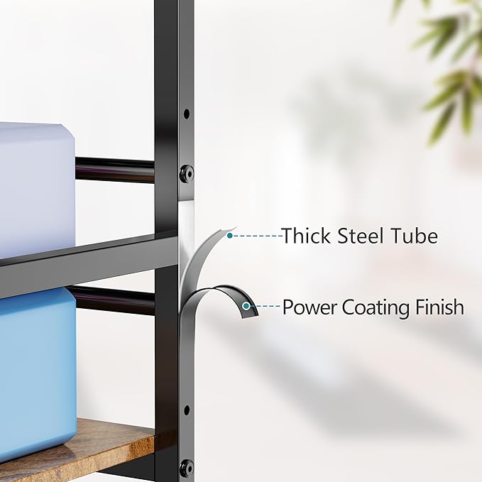 Gym Home Equipment Weight Rack – 3‑Tier Workout Storage Stand for Dumbbells & Kettlebells, Medicine Ball Holder, 460 lb Steel Organizer with Yoga Mat Basket, Hooks, Adjustable Feet, 24 x 16 in-StrideForce Fitness