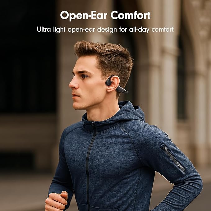 Bone Conduction Headphones,Open Ear Headphones Bluetooth 5.4 with Mic,10H Playtime,Bone Conduction Earbuds IPX5 Waterproof,Sports Headphonefor Running,Gym,Hiking,Cycling-StrideForce Fitness