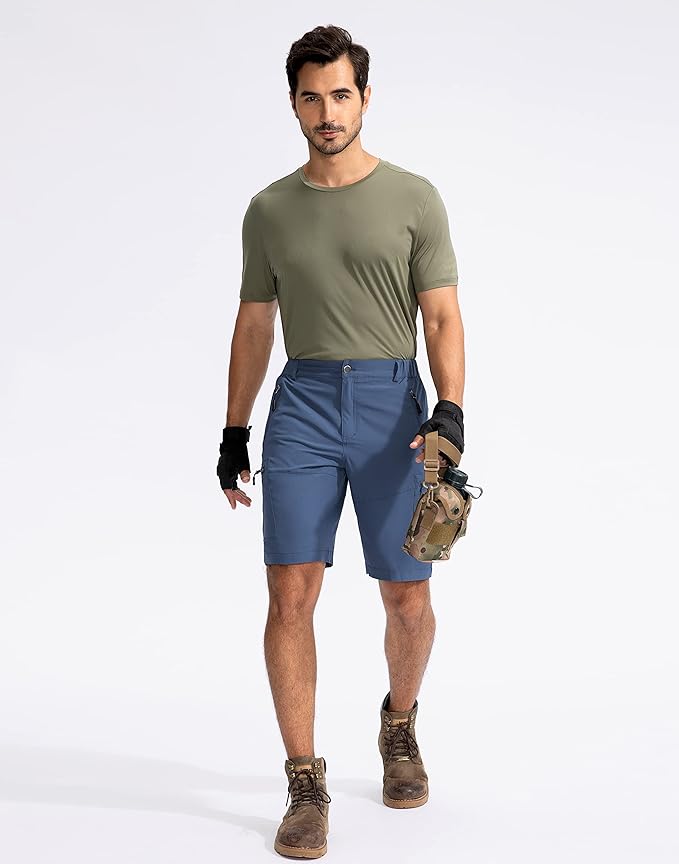 Pudolla Men's Hiking Cargo Shorts 9" Lightweight Outdoor Work Shorts for Men Travel Golf Camping Casual with 5 Zipper Pockets-StrideForce Fitness
