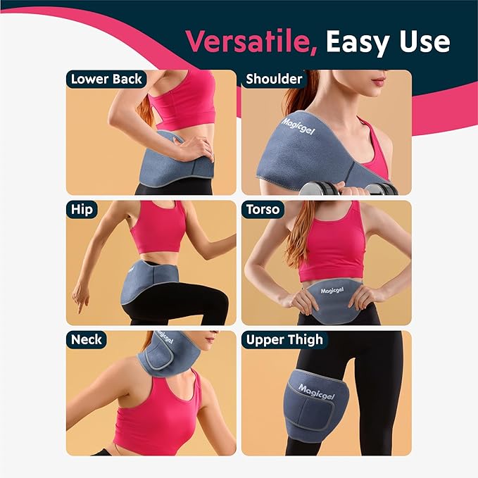 Magic Gel Ice Packs for Injuries Reusable - 2X Ice Pack for Back - Soft Compress for Hot or Cold Therapy - Lower Back Support - Soft Pad for Lower Lumbar, Sciatica, Tailbone-StrideForce Fitness