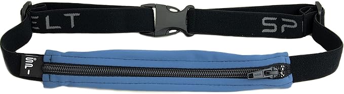 SPIbelt Running Belt for Women Men, Phone Holder for Running, Running Fanny Pack, Holder for Phone, Running Waist Pack, Adjustable Waist, [Fits All Phones]. No Bounce, Steel Blue-StrideForce Fitness
