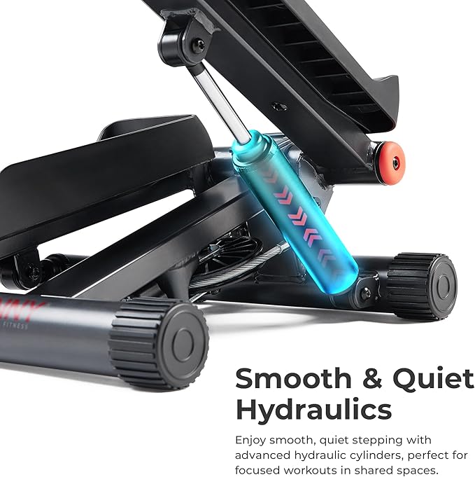 Sunny Health & Fitness Mini Stepper for Exercise at Home, Stair Step Workout Machine with Resistance Band and Over 300lb Weight Capacity, Optional Twist Motion and Free SunnyFit App Connection-StrideForce Fitness