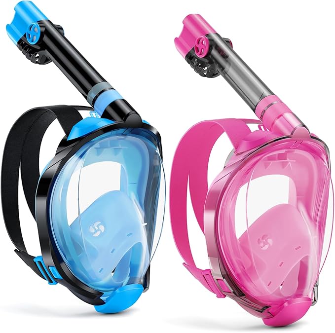 W WSTOO Full Face Snorkel Mask Adults,Suitable for Beginners Dry Top Snorkeling Gear,Can Your Mouth or Nose to Breathe,180 Degrees Panoramic View,Anti-Fog Anti-Leak,Summer Travel and Vacationing Gifts-StrideForce Fitness