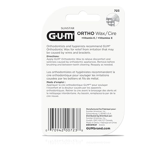 GUM Orthodontic Wax for Braces and Dental Devices - Soothing Dental Wax with Vitamin E and Aloe Vera - Clear Color - Unflavored (Pack of 6)