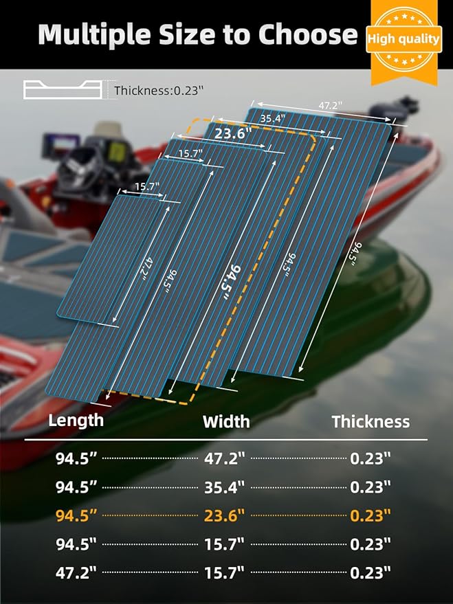 FOCEAN Boat Flooring EVA Foam Boat Decking Faux Teak Marine Flooring Boat Mat Boat Carpet Sheet for Motorboat RV Yacht Kayak Surfboard, 94.5"x 47.2"/35.4"/23.6"/15.7"-StrideForce Fitness
