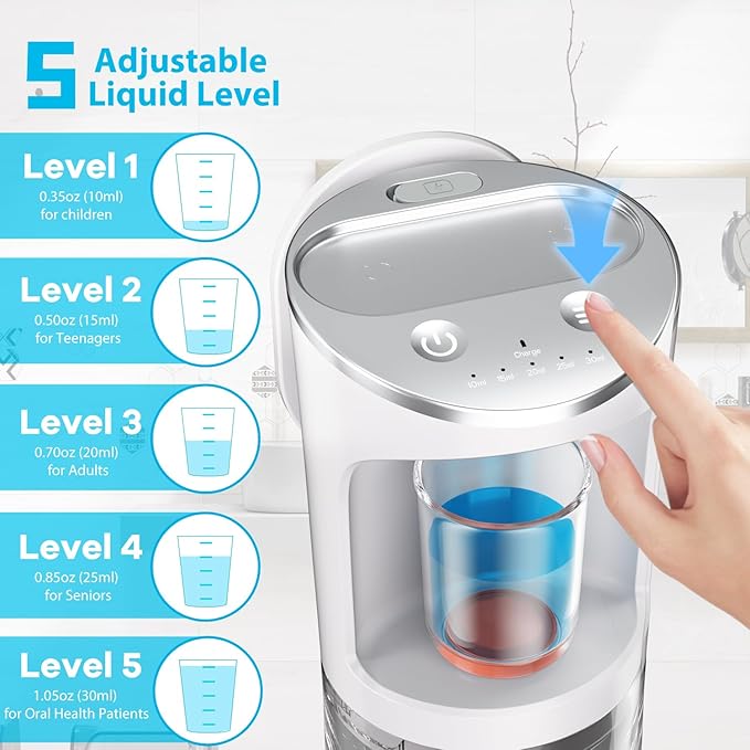 Automatic Mouthwash Dispenser for Bathroom, 2000mAh Electric Touchless Mouthwash Dispenser with Magnetic Cups, 20 Oz Wall Mounted/Countertop Mouthwashs Dispensers for Kids & Adults(White)