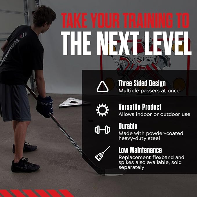 Snipers Edge Hockey - Hockey PassMaster - 26" x 26" x 26" - Easy Assembly, Multiple Angles to Use, Works On and Off Ice.-StrideForce Fitness