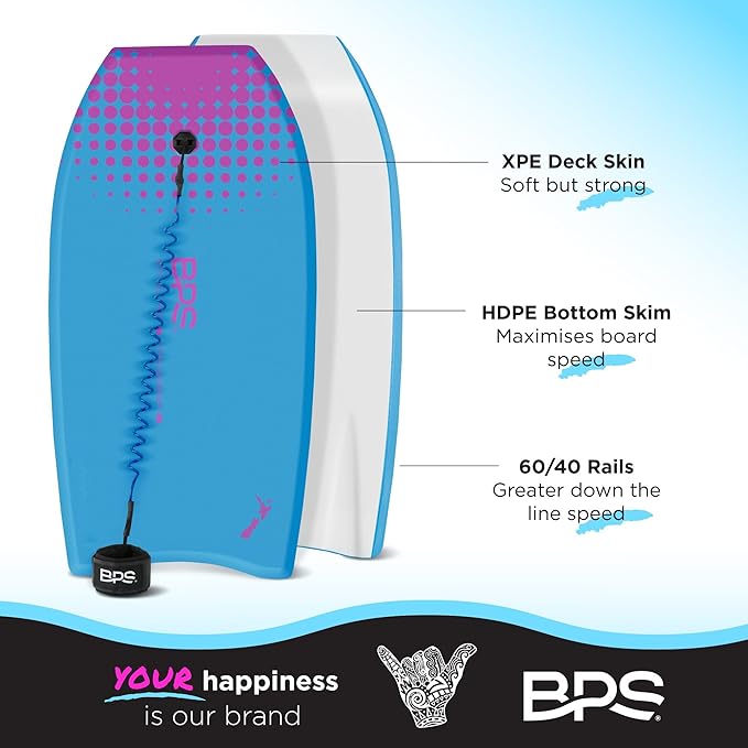 BPS 'Storm' Bodyboard with Premium Coiled Leash - Lightweight with EPS Core, Durable for All Wave Conditions-StrideForce Fitness