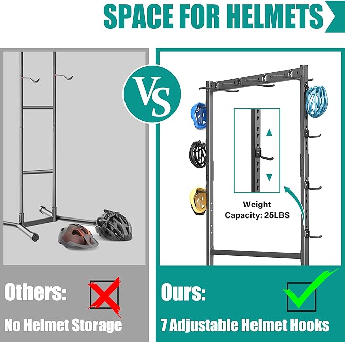 EVERHANGER Freestanding Bike Stand Rack with Adjustable Hooks, Vertical Bike Stand for Garage, Bicycle Storage Organizer, Holds Up to 7 Bikes & 7 Helmets-StrideForce Fitness