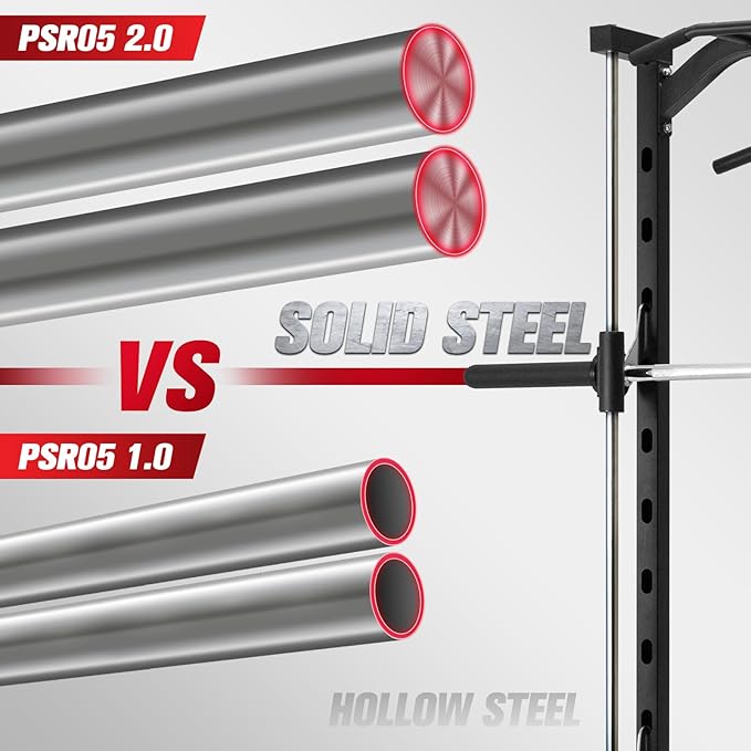 RitFit Smith Machine Power Rack with LAT-Pull Down System, Landmine, Barbell Bar, Plate Storage Pegs and More Training Attachment-StrideForce Fitness